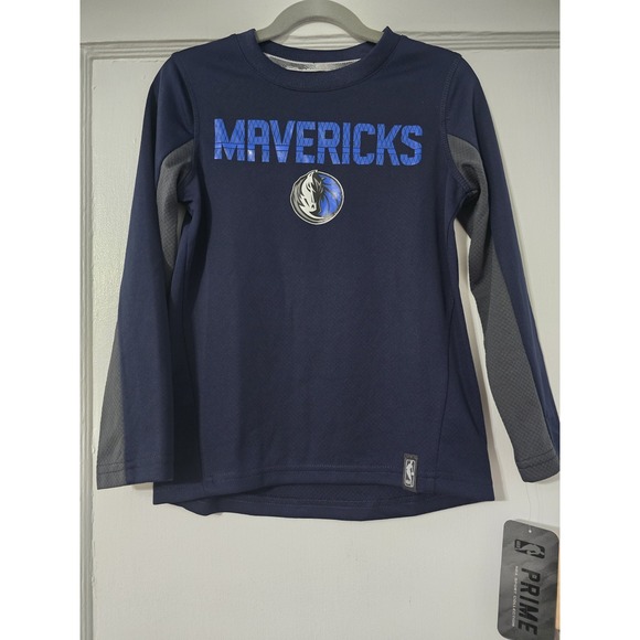 NBA DALLAS MAVERICKS BOYS BLUE LONG SLEEVE SHIRT NWT M 5/6 - Picture 1 of 4